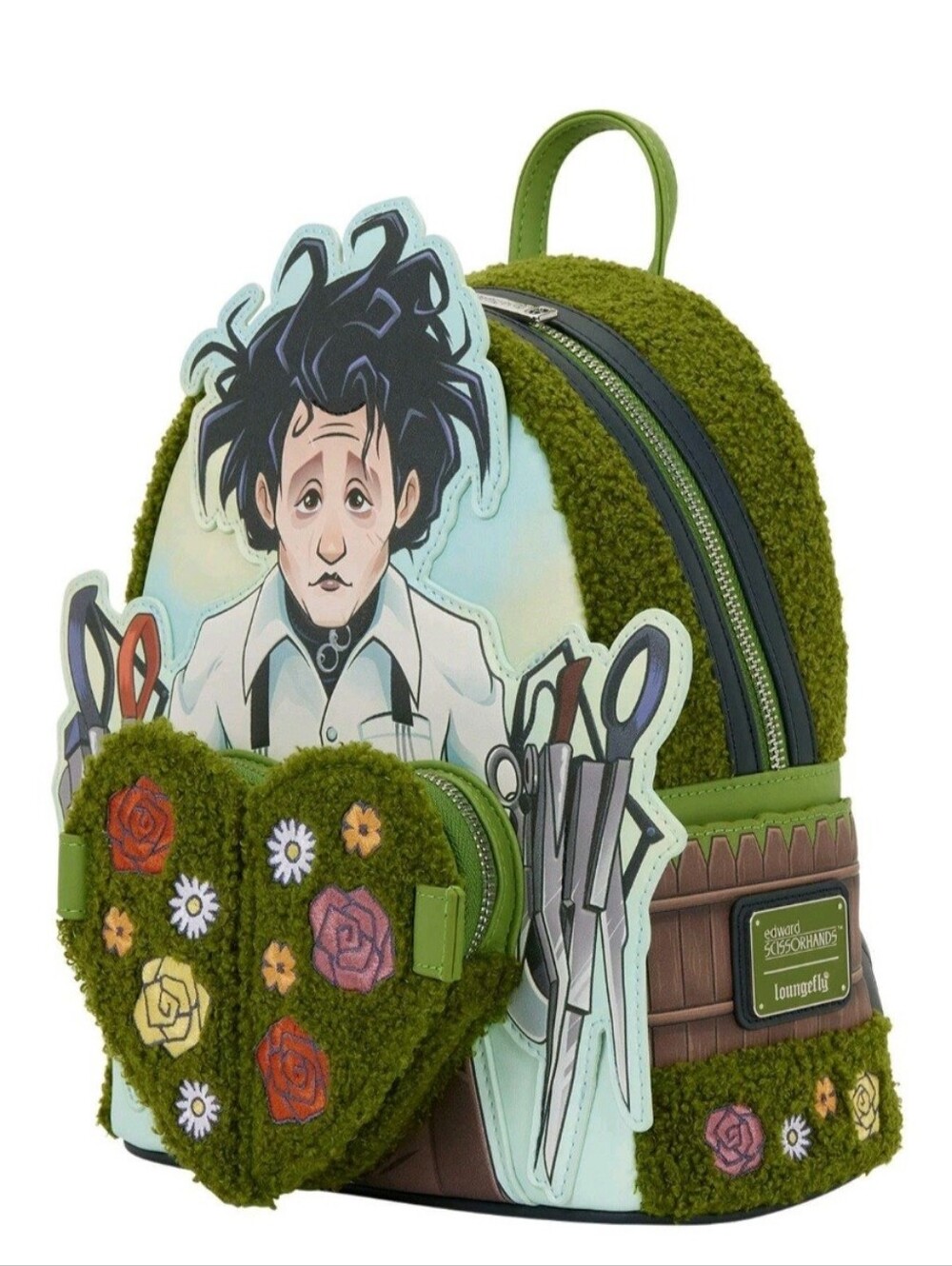 NWT EDWARD SCISSORHANDS SHERPA LOUNGEFLY MINI BACKPACK - Picture 3 of 5